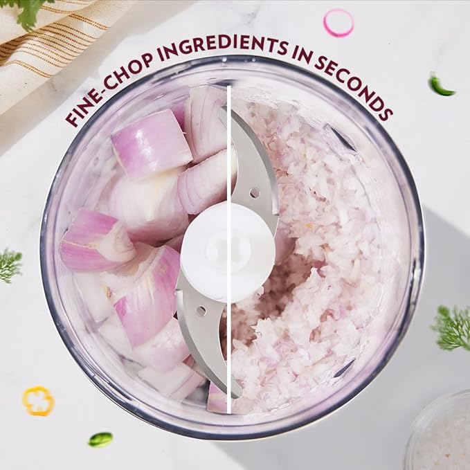 300 Watts Electric Chopper for Kitchen, Twin Blade Technology, 600 ml 'chop-n-store' plastic bowl with lid, Vegetable Chopper, Cutter, Chop, Mince, Dice, Whisk, Blend