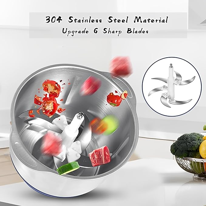 5L Electric Food Chopper,500W Stainless Steel Meat Grinder Electric,5-Speed Mode,Multi-Function Food Processor for Dough Stirring,Onion,Meat,Fruits, Garlic,Vegetables,Baby Food