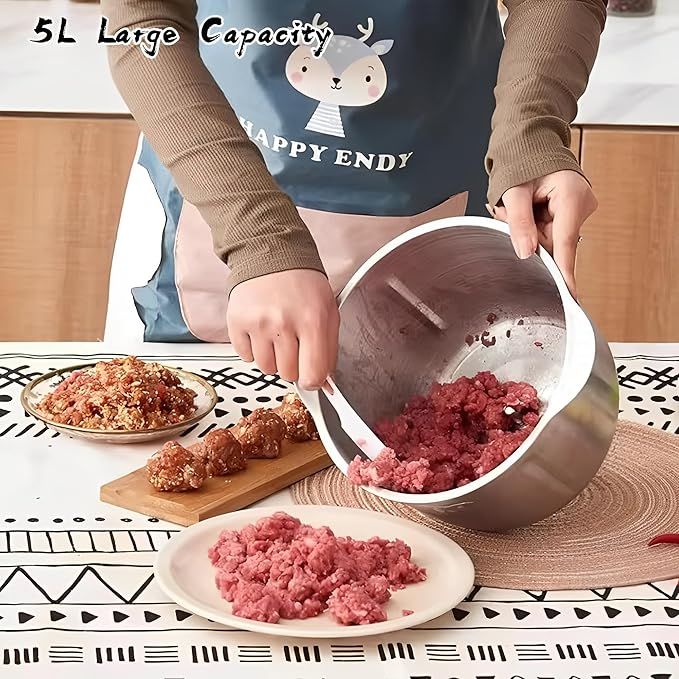 5L Electric Food Chopper,500W Stainless Steel Meat Grinder Electric,5-Speed Mode,Multi-Function Food Processor for Dough Stirring,Onion,Meat,Fruits, Garlic,Vegetables,Baby Food