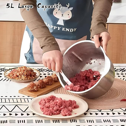 5L Electric Food Chopper,500W Stainless Steel Meat Grinder Electric,5-Speed Mode,Multi-Function Food Processor for Dough Stirring,Onion,Meat,Fruits, Garlic,Vegetables,Baby Food